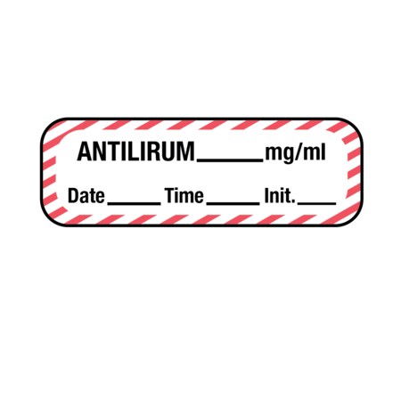 Label, Antilirum 1/2 X 1-1/2 White W/Red Stripes & Black